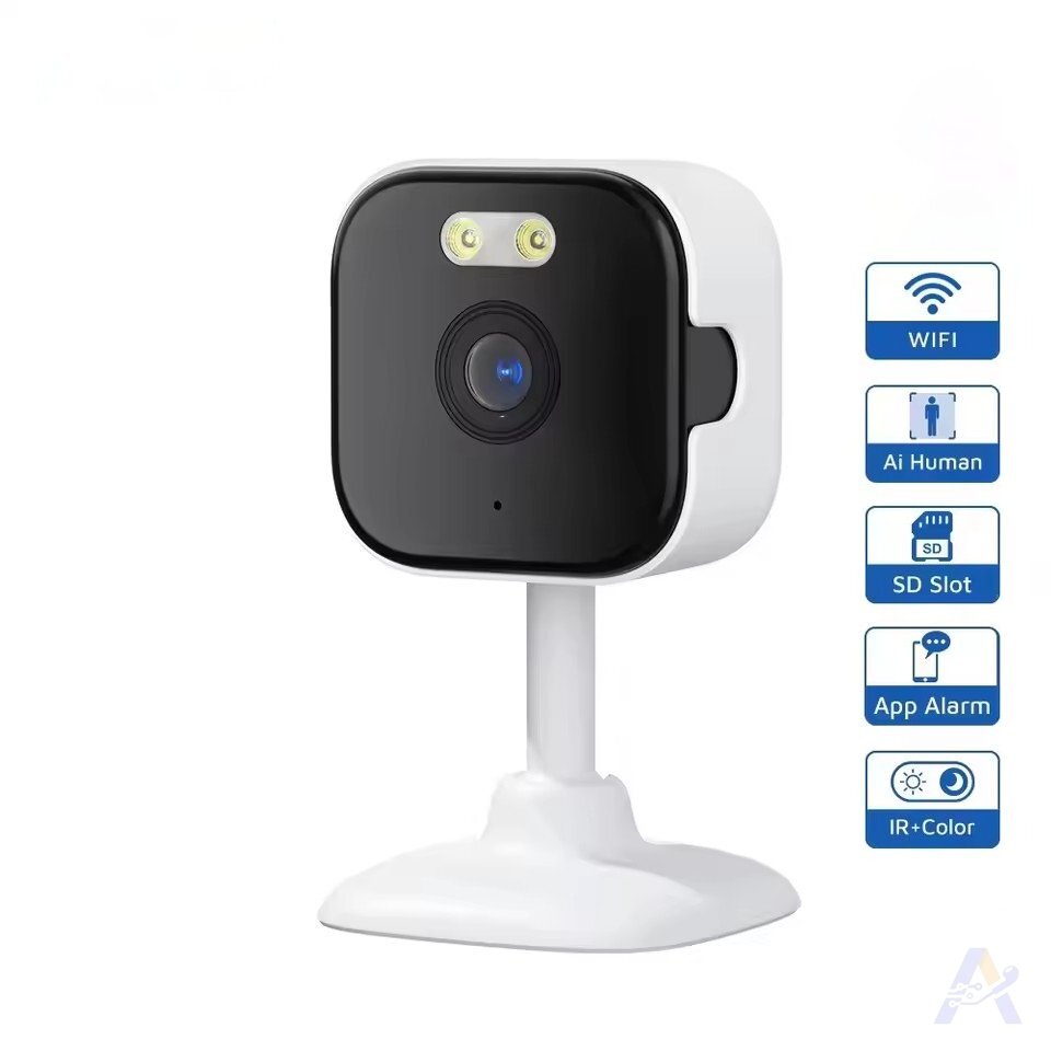 Mini Wi-Fi Indoor Security Camera – 2-Way Audio, Night Vision & AI Human Detection, Baby/Pet/Home Monitor