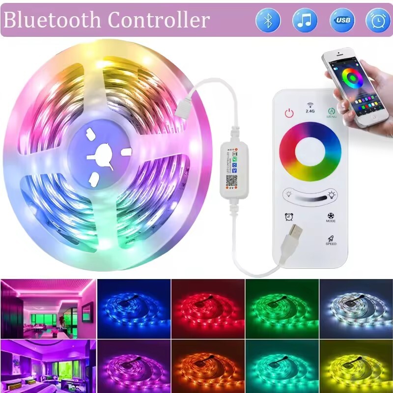 RGB LED Strip Lights – USB Bluetooth App & Remote, Music Sync TV Backlight (1M)