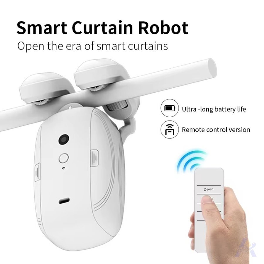 Smart Automatic Curtain Opener Robot – Wireless Remote Control Curtain Motor, Rechargeable, Fits Rods & Tracks